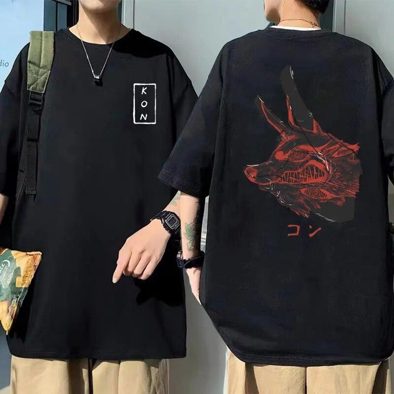 Tricou cu imprimeu Anime japonez Chainsaw unisex Hayakawa Aki Fox Devil Kon Tricou unisex din bumbac moale Tricou unisex femei Unisexga Streetwear