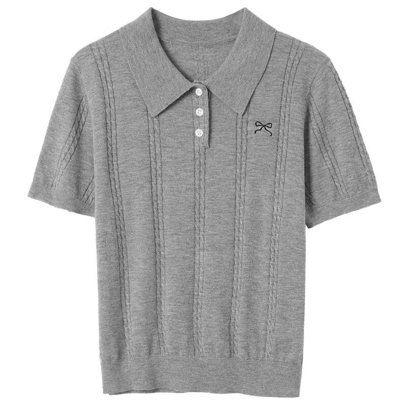 Sancai Women's Plus Size Polo Collar Twisted Knit Shirt