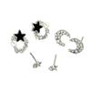 Korean version Korean creative star and moon niche women's stud earrings versatile inlaid zircon full diamond design earrings set
