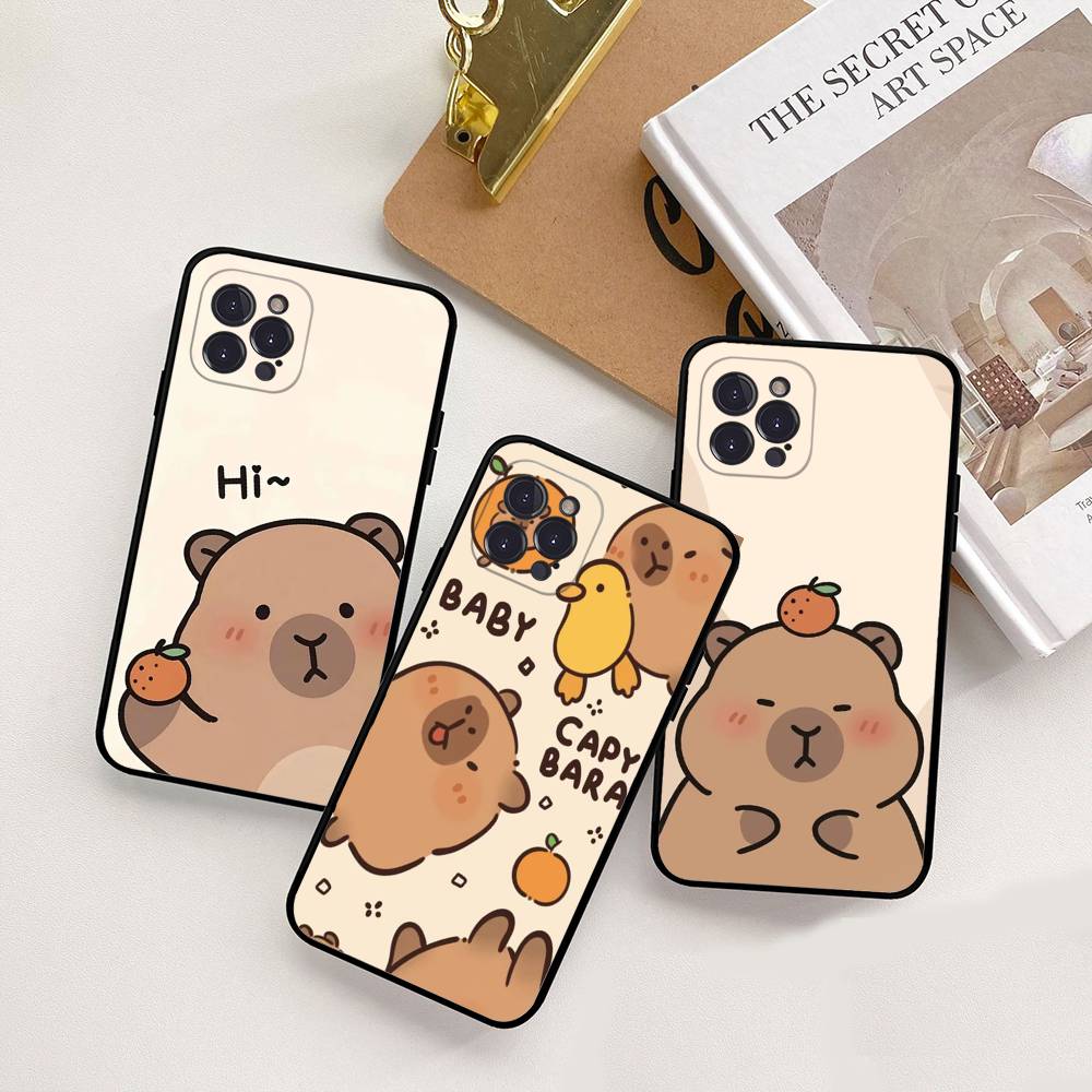 Cartoon Capybara Phone Case For IPhone 17 16 15 14 11 12 13 Mini Pro XS Max Plus Funda Shell
