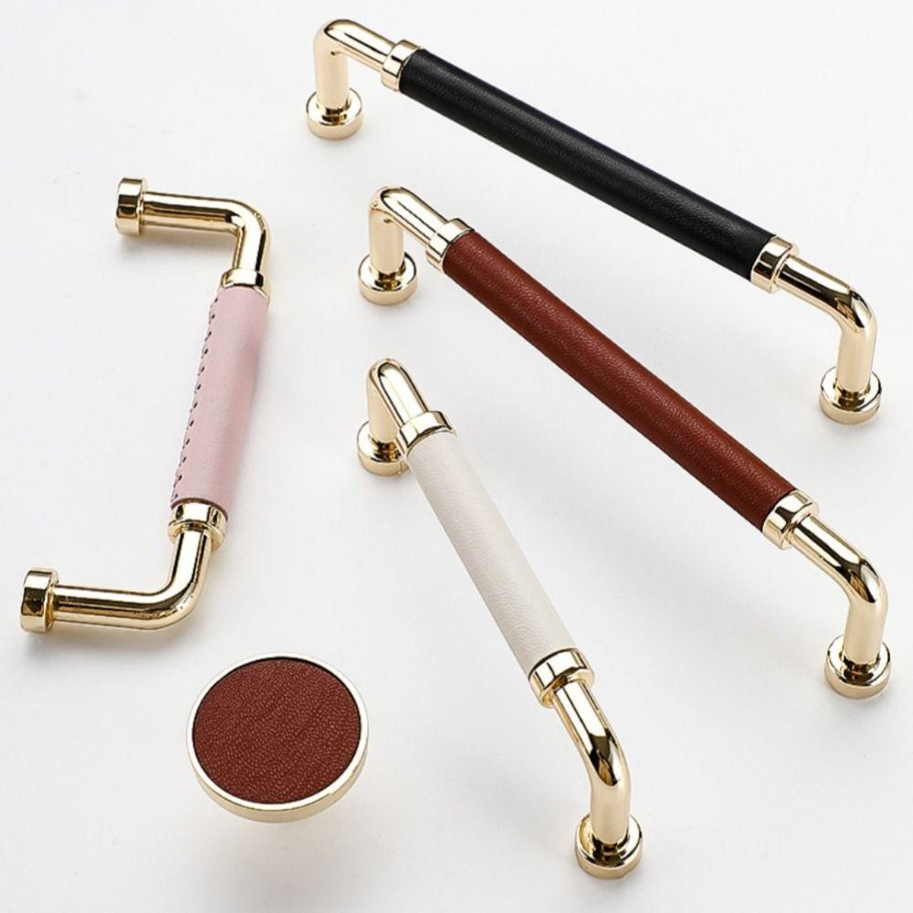 Nordic Leather Hardware Handle Zinc Alloy Cabinet Drawer Knobs Wardrobe Door Handles Multipurpose
