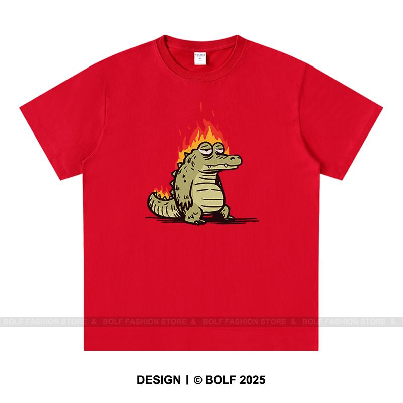 Cute Cartoon Alligator Printed Unisexs TShirt Cotton Oversized Funny Animal Graphic Tees for Unisex Summer Casual Tops S