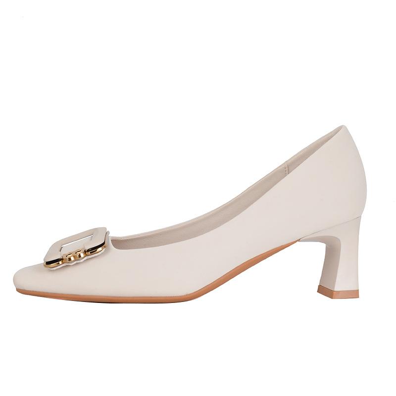 Gentle temperament bridesmaid single shoes women's thick heel square head with skirt comfortable interview commuter high heels