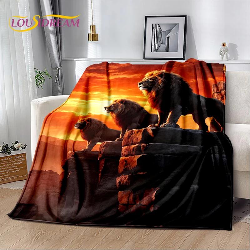 Wilde Tiger-Löwe-Leopard-Tier-Wildtier-Cartoon-Decke, weiche Überwurfdecke für Zuhause, Schlafzimmer, Bett, Sofa, Picknick, Büro