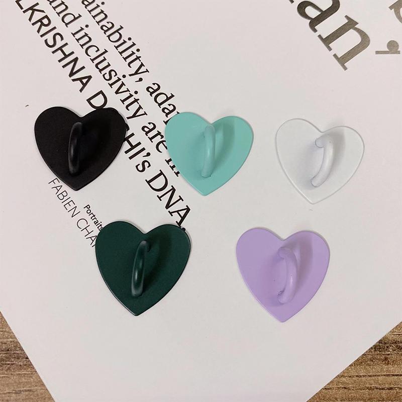 Adhesive Metal Heart Phone Charm Holder Phone Case Finger Ring Stand Hook Buckle