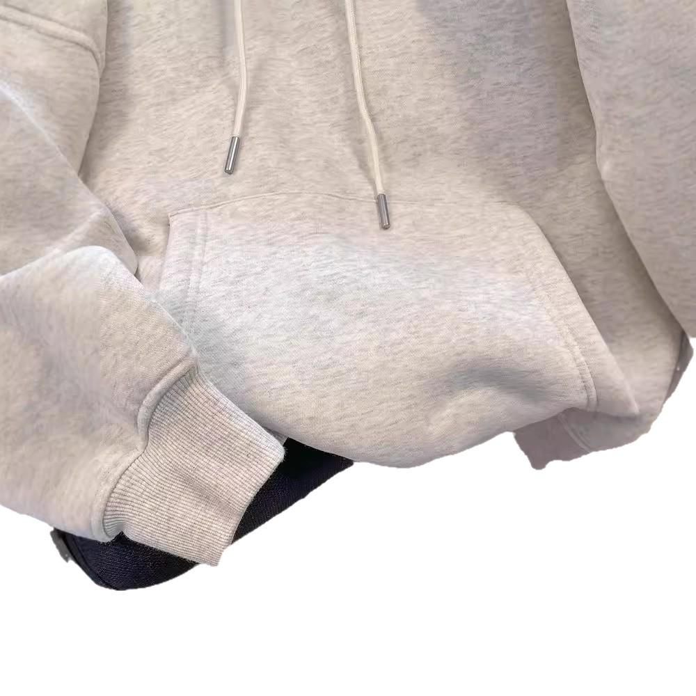 Imitation Cotton Blended Milk Silk Hoodie (Silver Fox Fleece) - Round Neck, Loose Sweatshirt, 320g/420g
