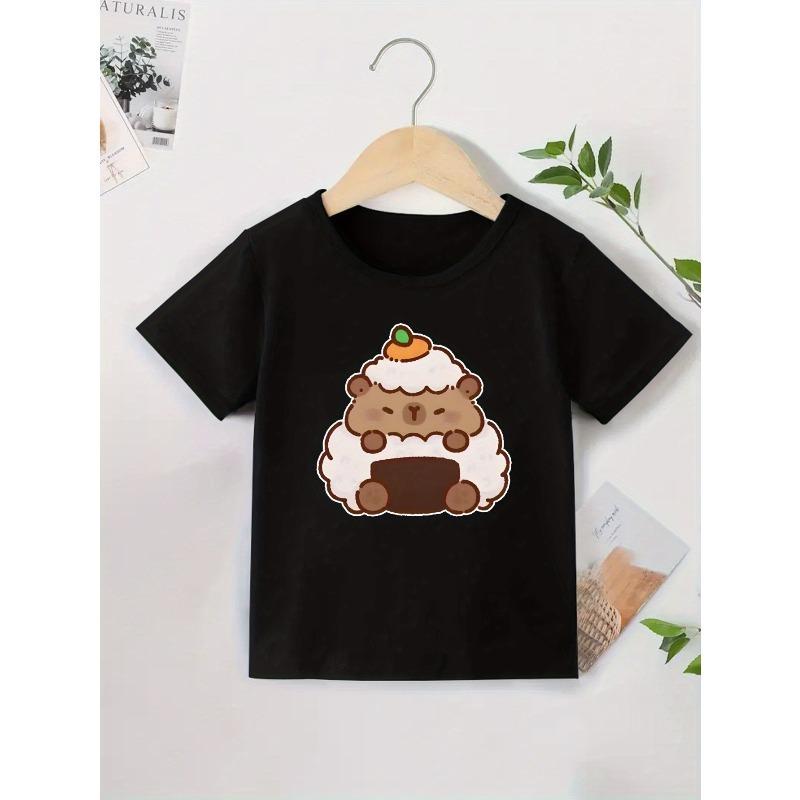 

European sizes New Casual Short-sleeved T-shirt for Summer Children s Round Neck Clothing Printed T-shirt Base Shirt 164cm чорний