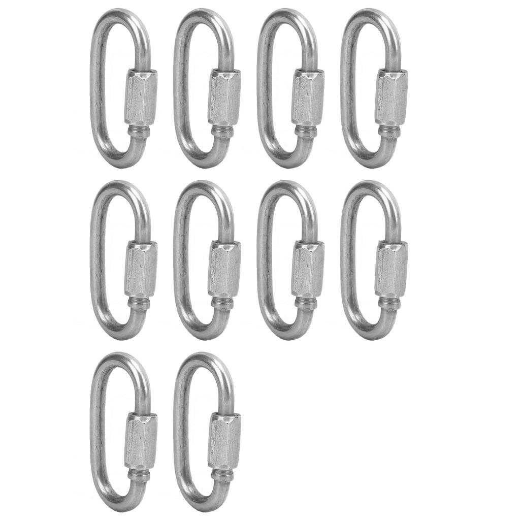 10 Stück M5 Schnellglied Edelstahl Schwerlast Kettenglied Schraubverschluss D-Form Verriegelungskarabiner