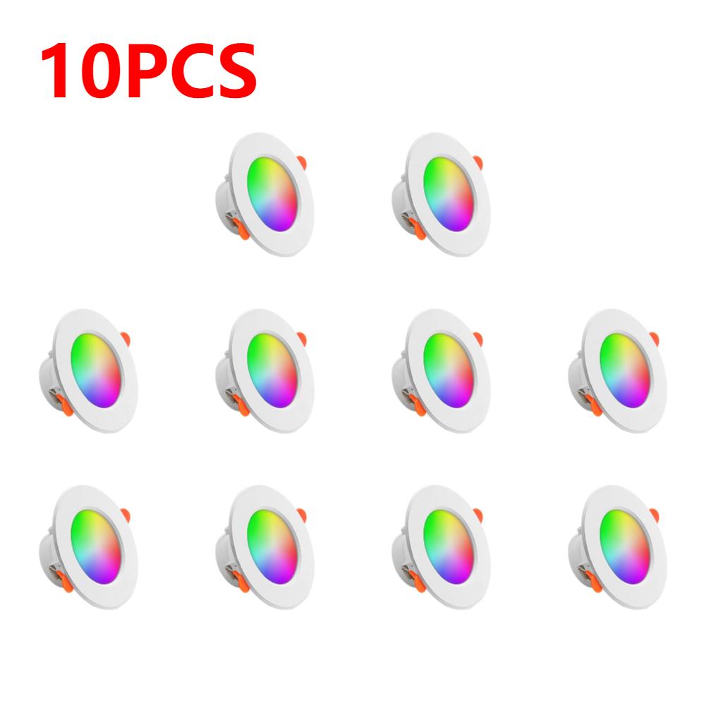 1-10PCS RGB LED Downlight 10W Tuya Bluetooth Smart Ceiling Light GB+CW+WW Dimmable Spotlight Voice Control for Alexa Google Home
