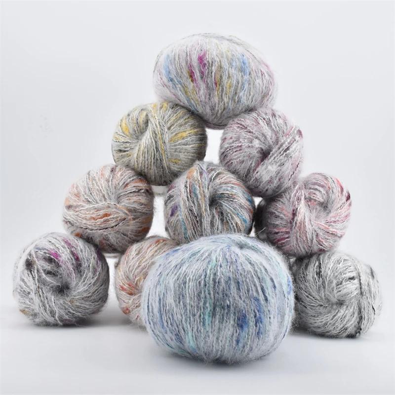 Colorful Plush Wool Thread Mink Cashmere Soft For Sweater Hat New Mohair Yarn Colored Dots For Knitting Spokes Hook Needlework