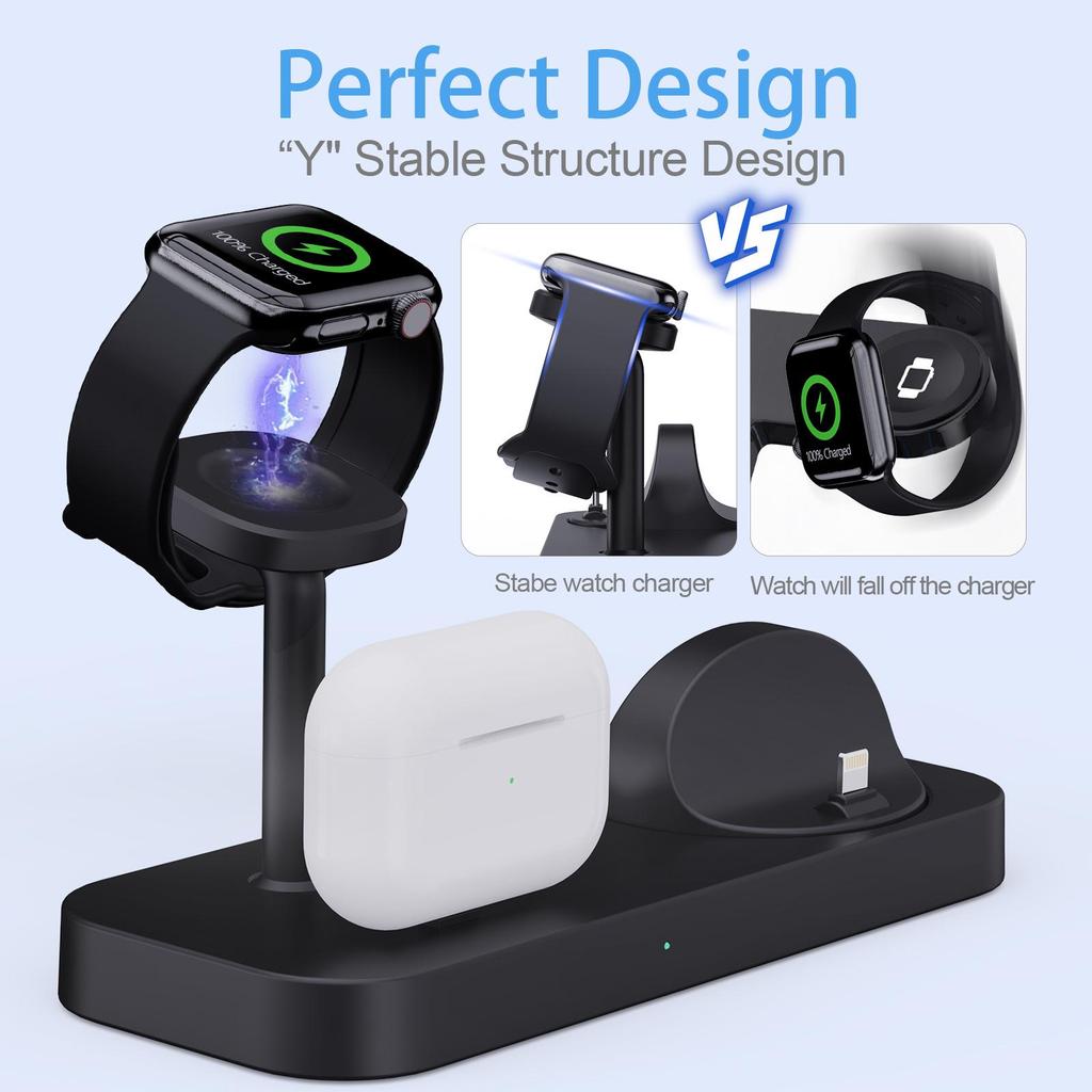 Rotatable Multi-Functional Desktop Charger for Apple, Samsung, and Watch