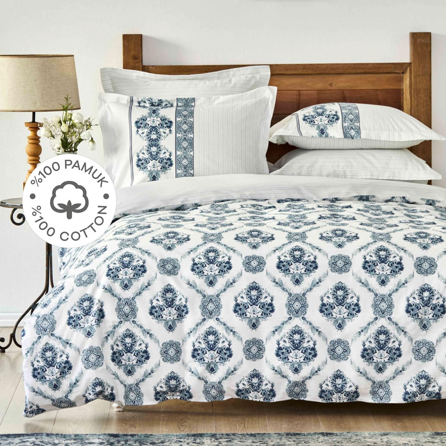 

Karaca Home Vivane Blue Комплект двойных пододеяльников из 100% хлопка
