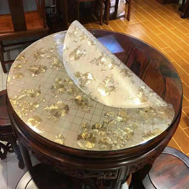 Sottopiatto Rotondo in Vetro Morbido - Stampato, Trasparente, Impermeabile, Resistente all'Olio, Cristallo Senza Lavaggio per Casa o Ristorante.