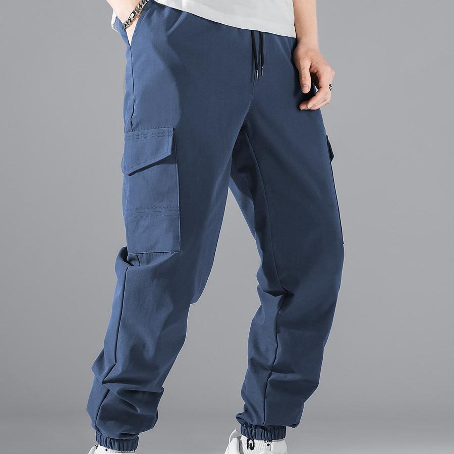 Men's Casual Cargo Pants Workout Joggers Sweatpants Hiking Drawstring Tactical Sports  Pants with Pockets Loose Athletic Trousers for Men