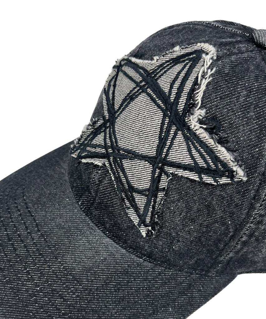 SK8ER ROCK Doodle Star Washing Denim Ball Cap (Black)