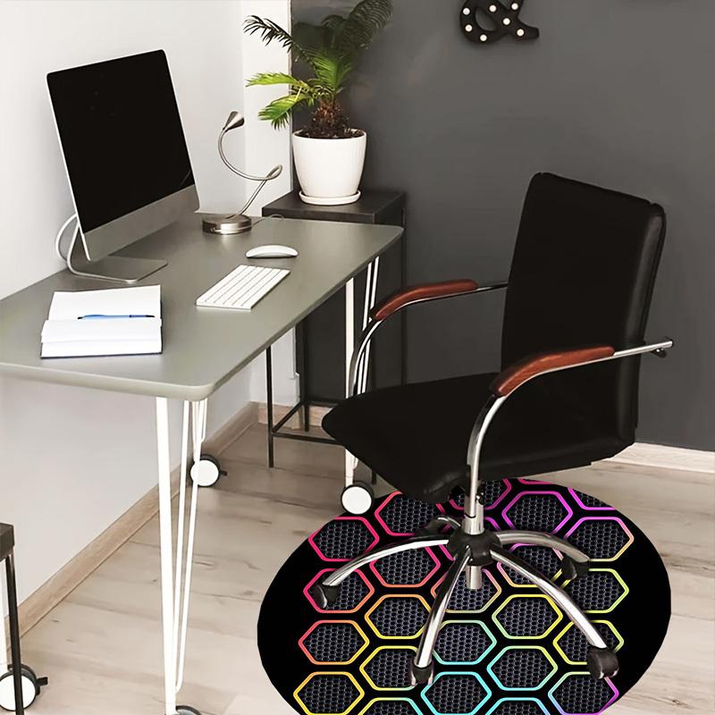

1pc Colorful Hexagonal Pattern Round carpet, Made of Polyester,Perfect for Decorating Office Chairs, Living Rooms 80cm