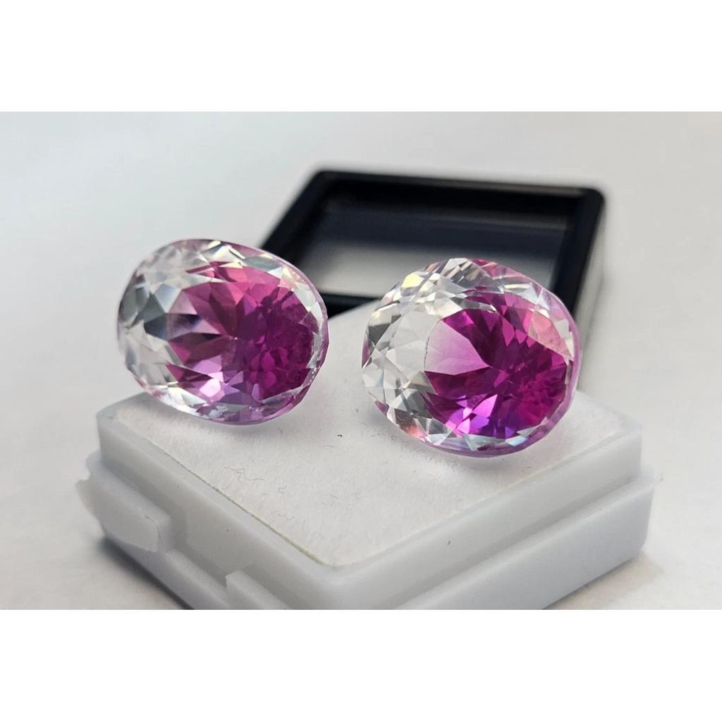 Natural Pitambari Sapphire Oval Cut 35-36 Ct Pair Fabulous Certified Gemstone