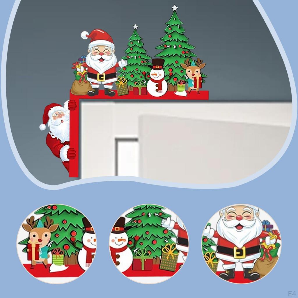 Vánoční dekorace rohu dveří Rám Sváteční dekorace Nástěnná Sněhulák Dřevěná ozdoba pro