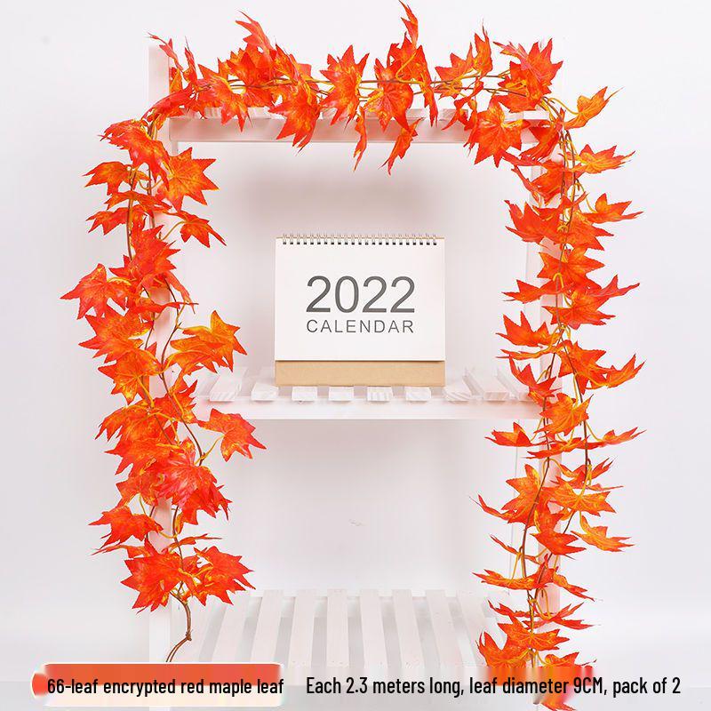 Artificial Red Maple Leaf Vine Ceiling Decoration