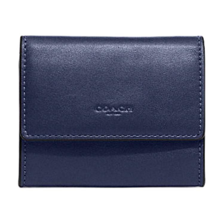 

Coach 10 Letter Print Logo Two Fold Snap Multi Card Slot Leather Card Holder Women Card Holder Navy-Blue C9528G-QBCT Marine Blue