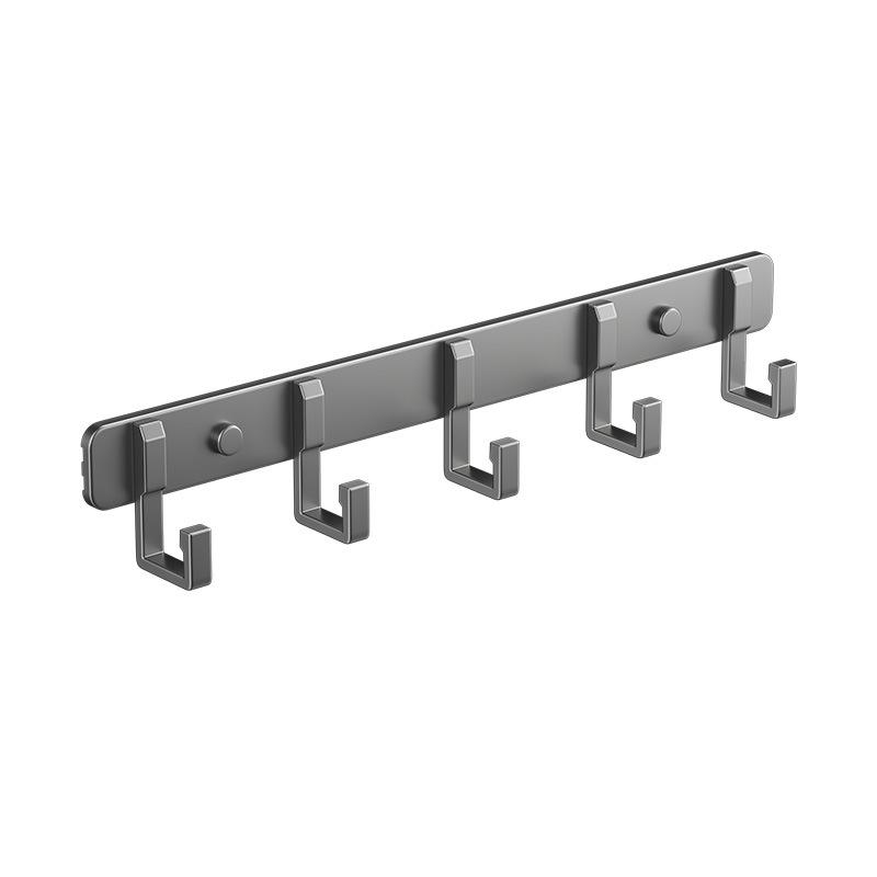 Space-Saving Aluminum Bathroom Towel Rack with Hooks for Wall or Door Mounting