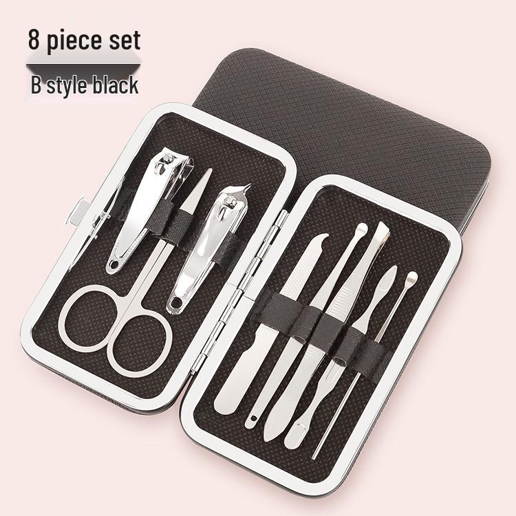 8-Piece Portable Leather Nail Clipper & Manicure Set