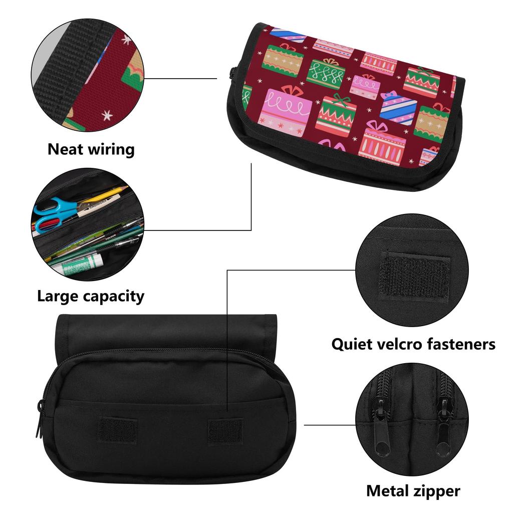 Pencil Case 300D Polyester Large Capacity Double Zipper with Double Compartments for School Office Travel for Boys Girls