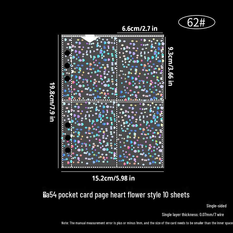 Album compact A5, transparent, antiderapant, cu pagini detașabile de 3 inci, patru pătrate, pentru depozitarea cardurilor mici