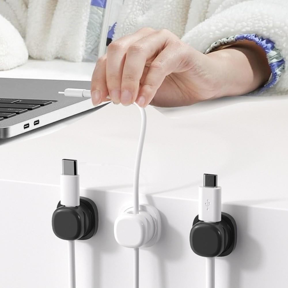 6pcs Adjustable Desktop Cable Organizer Rotatable Cord Cable Organizer Office Home Car Use