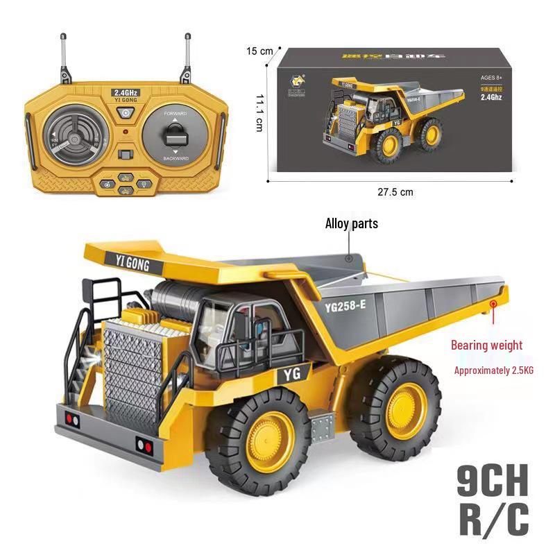 Alloy Remote Control 2.4G Excavator Bulldozer & Dump Truck Set for Kids