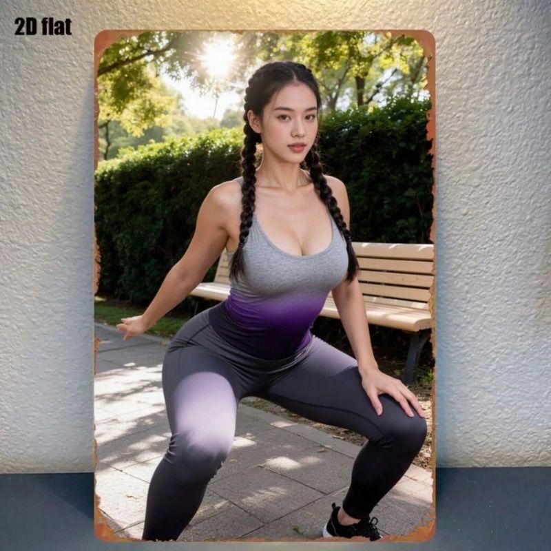 Metal Poster Wall Decor Fitness Scene 8x12 Inch Gym Art Print