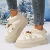 Mode Lässige Kurze Plüsch Damen Schneestiefel 2025 Winter Böhmische Farbige Perlen Schnürstiefeletten aus Kunstfell Dicke Sohle Pelzige Schuhe