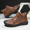 Fashion Outdoor Mens Casual Leather Ankle Boots Fashion Motorcycle Shoes Versatile Man Casual Shoes Comfortable Sports Footwear Sneakers