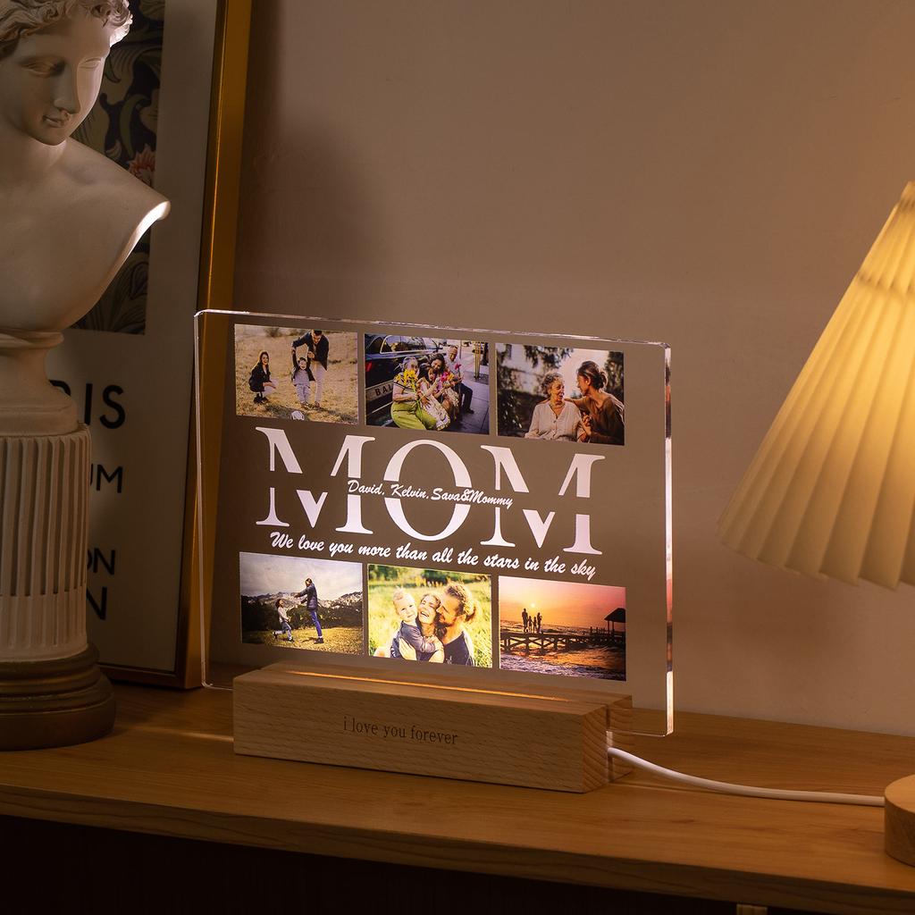 Customized 3D Acrylic Lamp Personalized Photo Text Night Light for MOM DAD LOVE Family Day Wedding Birthday Christmas Gift