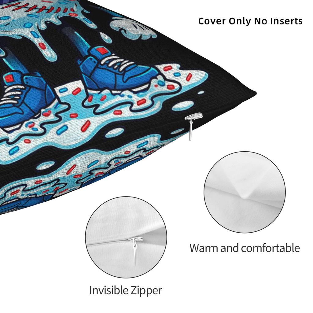 Baseball Drip Ice Cream Red Cap Batter Mascot Pillow Cover Novelty Pillow Case For Chair Sofa Home Decor Design Cushion Cover