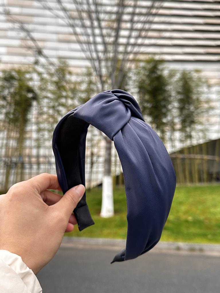 Retro Pu Leather Knotted Headband for Women, Fashionable Wide-Brimmed Simple Pure Color Headband, Daily Face Wash and Hair Accessories