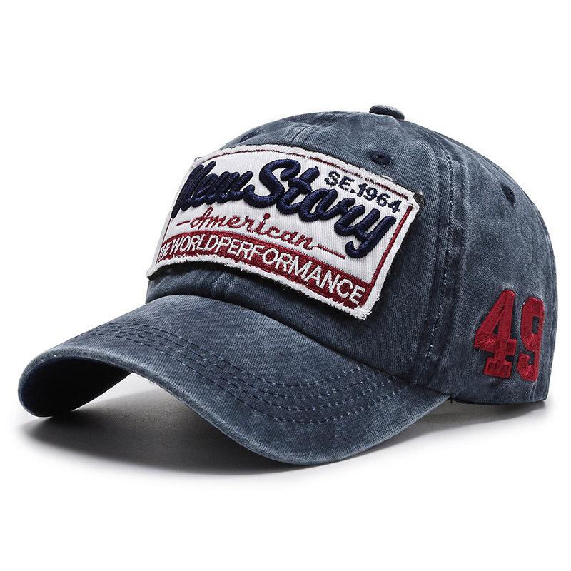 Hat Men's Washed Cloth Baseball Cap Patch Embroidery Cap Sun Hat Spring and Autumn Casual Hat
