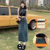 2024 Women's High-Waisted A-Line Denim Skirt with Split: Retro Long Skirt for Spring and Autumn