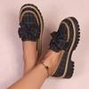 British Plaid Bow Thick Sole Loafers Women's Retro College Style Sponge Sole Single Shoes Commuting Versatile Uniform Oxford Shoes