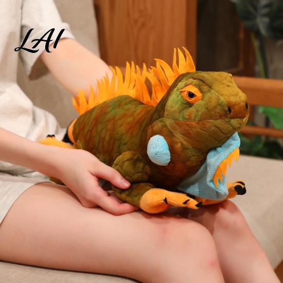 Realistisches Reptil Plüschtier Leguan Plüschtier 80cm Lebensechtes Eidechsen Stofftier mit Weichem Plüschfell Langer Schwanz Dekoration Neuheit Schreibtisch Dekoration Sammlerstück