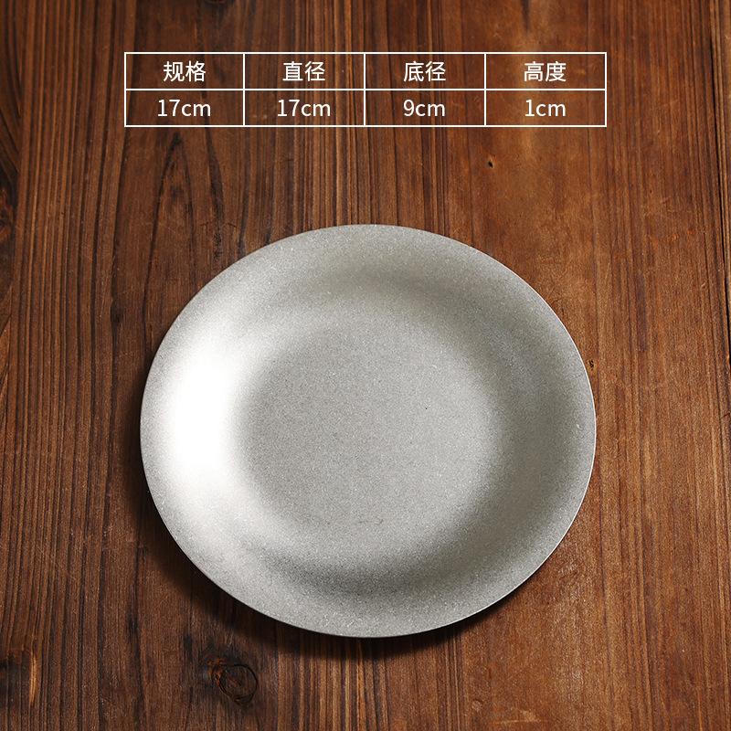 Vintage Stainless Steel Steak Dinner Plates Round Snack Dessert Western French Restaurant Bone Plate Tray Tableware Kitchen