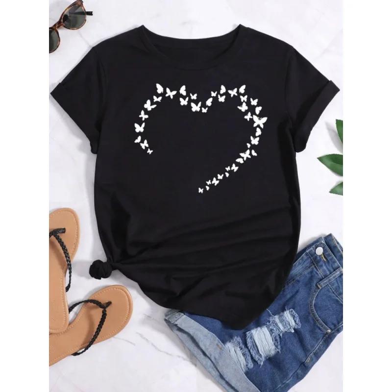 Golden Butterfly Print Women T Shirt Short Sleeve O Neck Loose Women Tshirt Ladies Tee Shirt Tops Camisetas Mujer