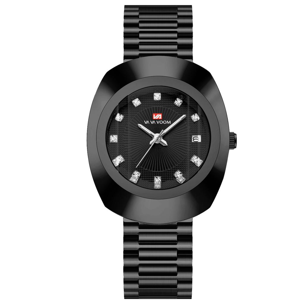 VA VA VOOM Couple Quartz Watch Yellow Gold Diamond Waterproof Steel Belt Watch