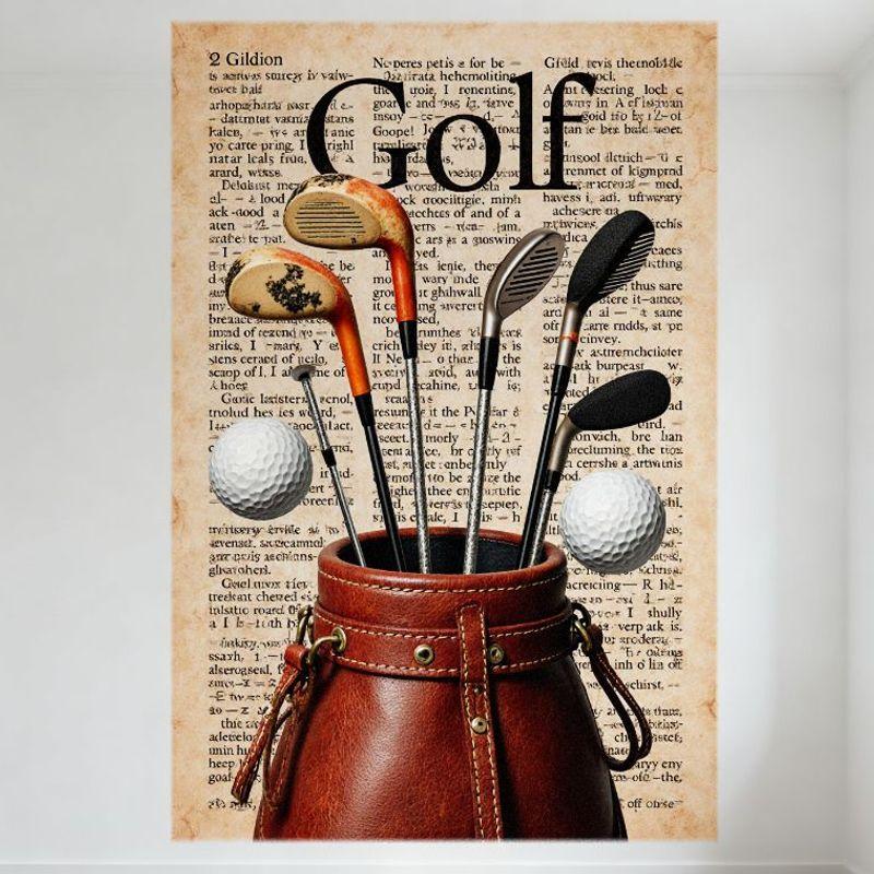 

Vintage Golf Collage Metal Tin Sign - Retro Golf Bag, Clubs, Balls & Newspaper Artwork - Man Cave Bar Pub Wall Decor, Home Sport 20x30cm（7.8x11.8inch）