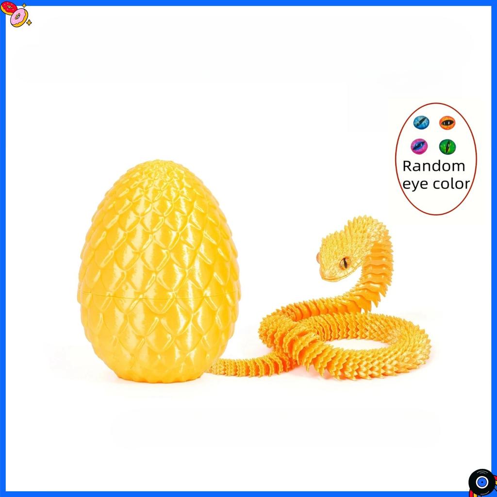 Ovo de Cobra Impresso em 3D com Dobradiça Interna Flexível Brinquedo Animal, Ovo Surpresa com Articulação Móvel Decoração de Mesa para Casa