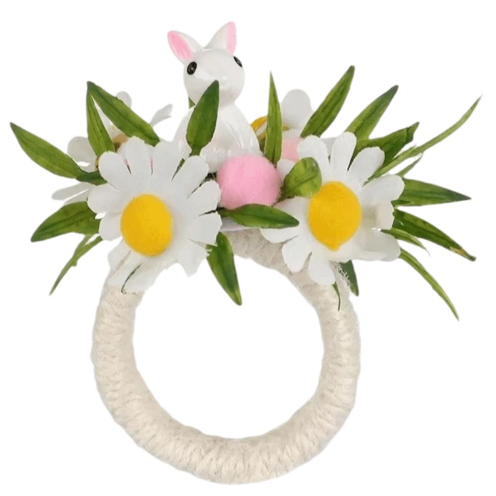 Spring Floral Easter Napkin Rings Plastic Servietten Rings Bunny Napkin Holders