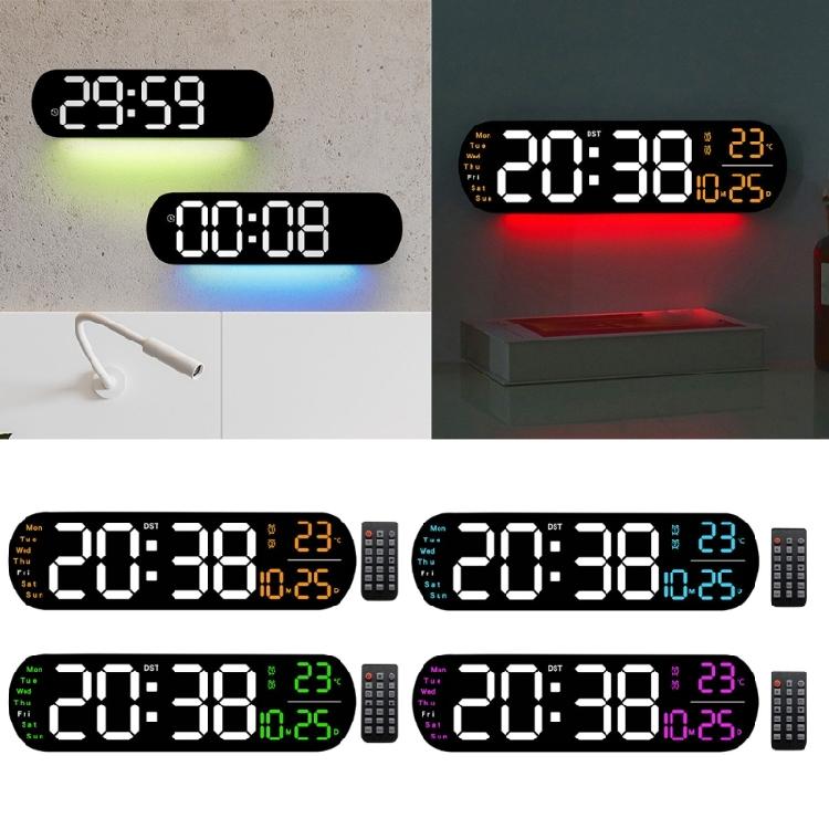 Large Digital Wall Clock Temperature Date Week Timing Lightsensing
