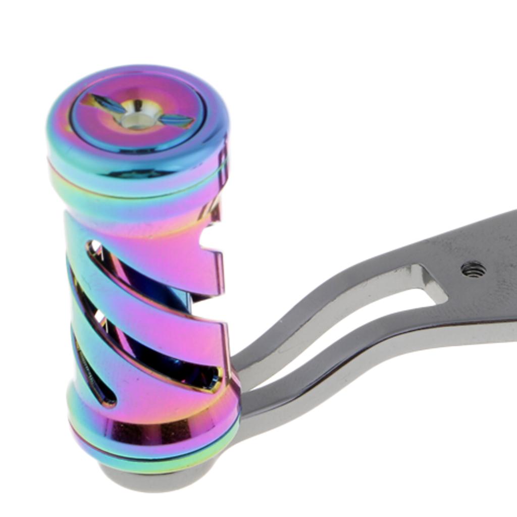 Carbon Fiber Fishing Reel Handle and Colorful Metal Knobs - Gray