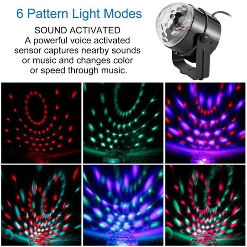 RGB Disco Ball Party Lights DJ Disco Light LED Projector Strobe Lamp Birthday Party Car Club Bar Karaoke Xmas Sound Activated