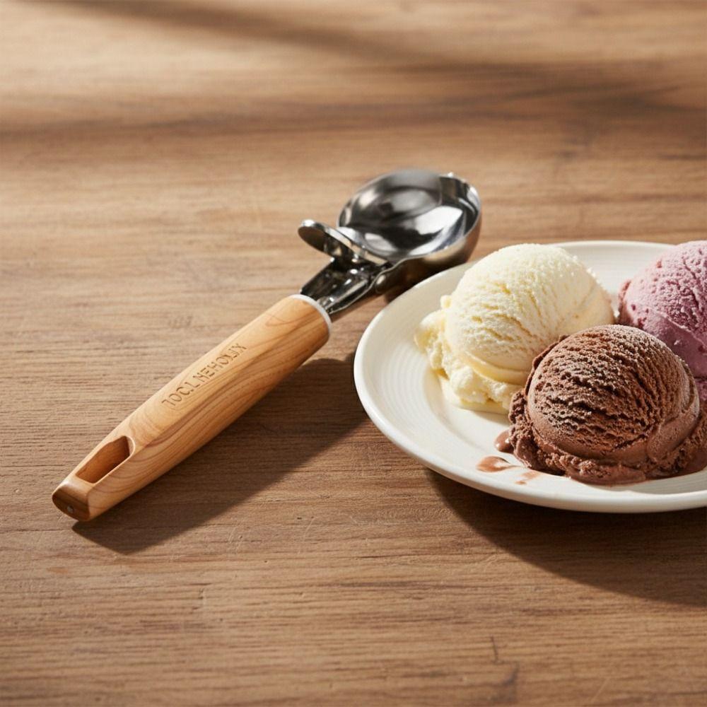 Trigger Release Spring-loaded Ice Cream Scoop Stainless Steel Fruit Scoop Fruit Ball Digger Home